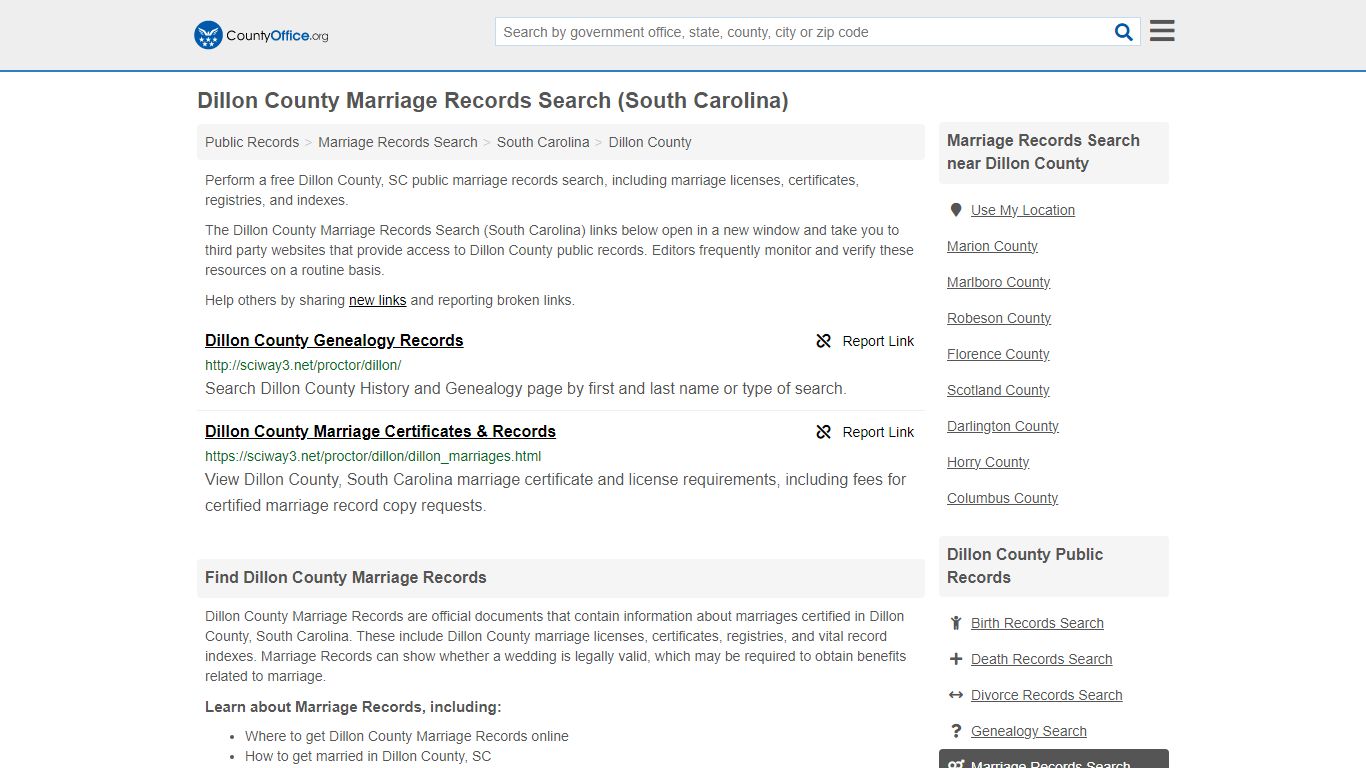 Marriage Records Search - Dillon County, SC (Marriage Licenses ...